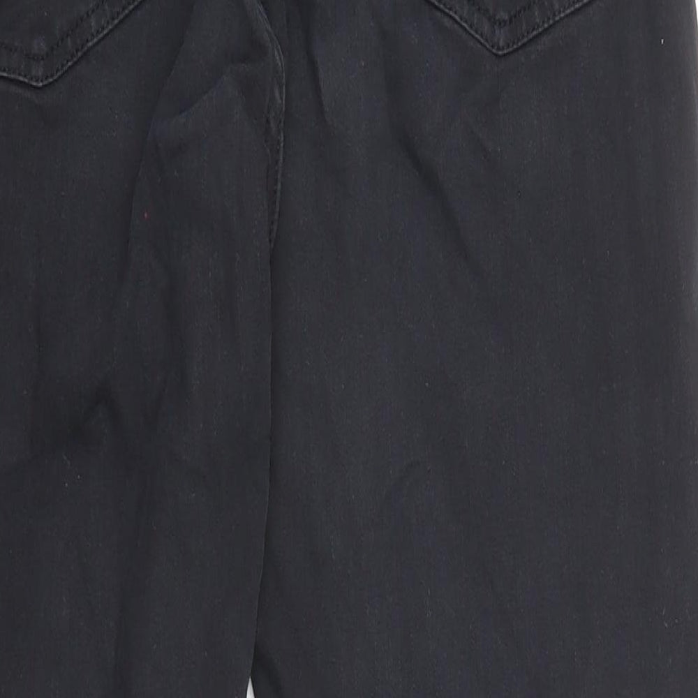 Topshop Womens Black Cotton Straight Jeans Size 32 in L30 in Regular Zip