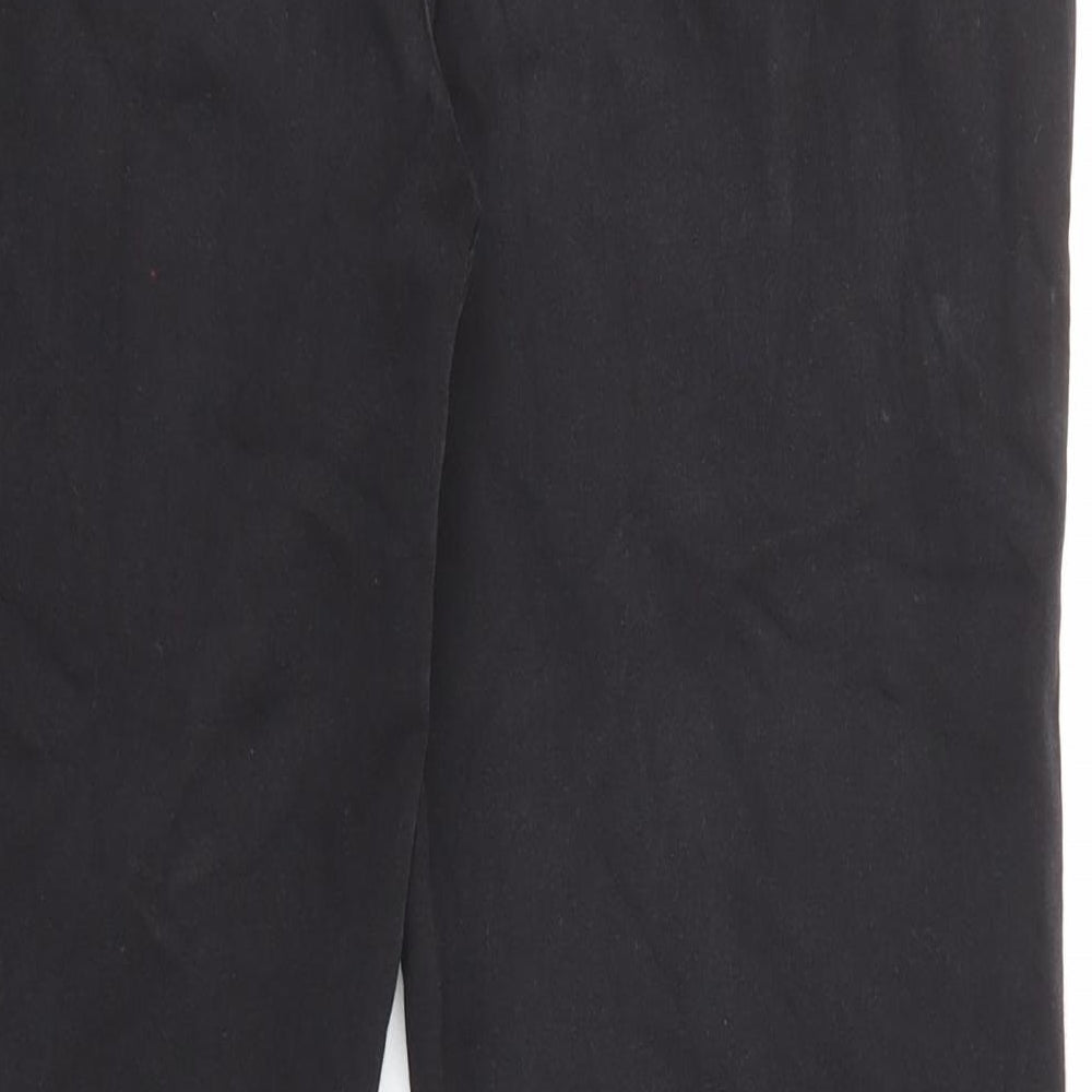 Marks and Spencer Womens Black Cotton Straight Jeans Size 14 L27 in Regular Zip