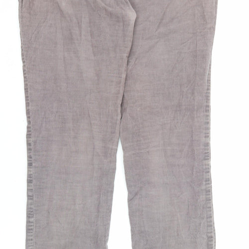 Boden Womens Grey Cotton Trousers Size 10 L28 in Regular Zip
