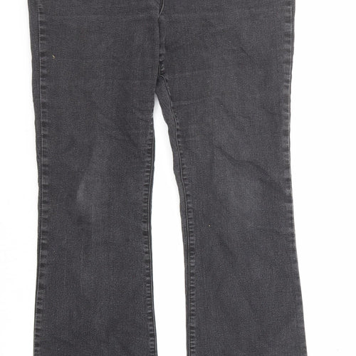 Studio Womens Black Cotton Bootcut Jeans Size 10 L27 in Regular Zip