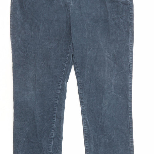 White Stuff Womens Blue Cotton Trousers Size 14 L27 in Regular Zip