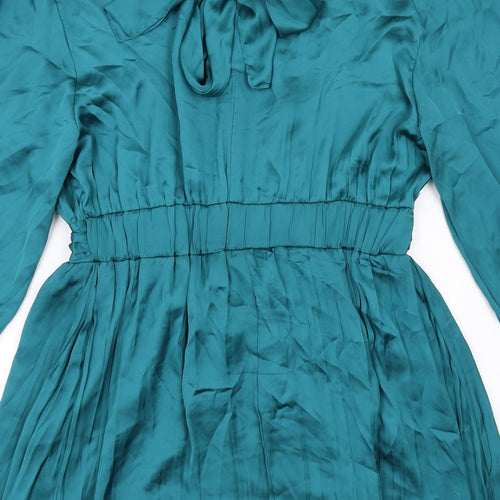 Zara Womens Blue Polyester A-Line Size L Mock Neck Tie