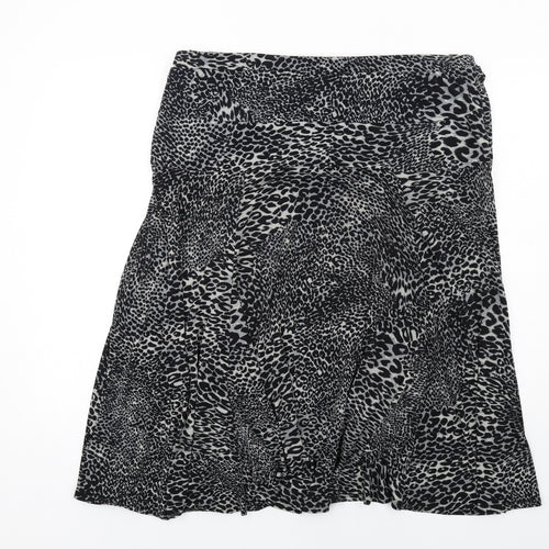 Marks and Spencer Womens Grey Animal Print Polyester Swing Skirt Size 18 - Leopard pattern
