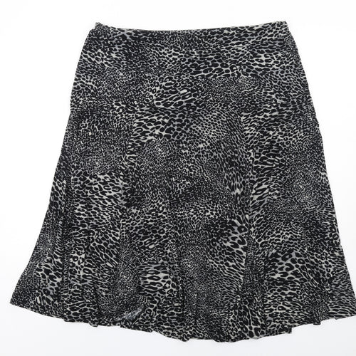 Marks and Spencer Womens Grey Animal Print Polyester Swing Skirt Size 18 - Leopard pattern