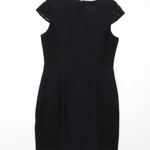 TOKITO Womens Black Polyester Shift Size 12 Round Neck Zip