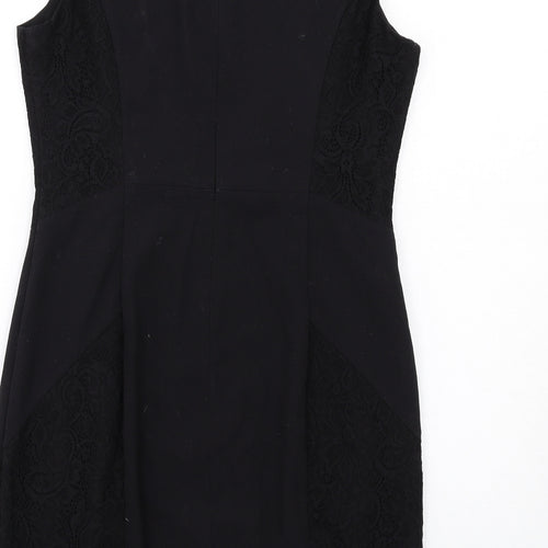 TOKITO Womens Black Polyester Shift Size 12 Round Neck Zip