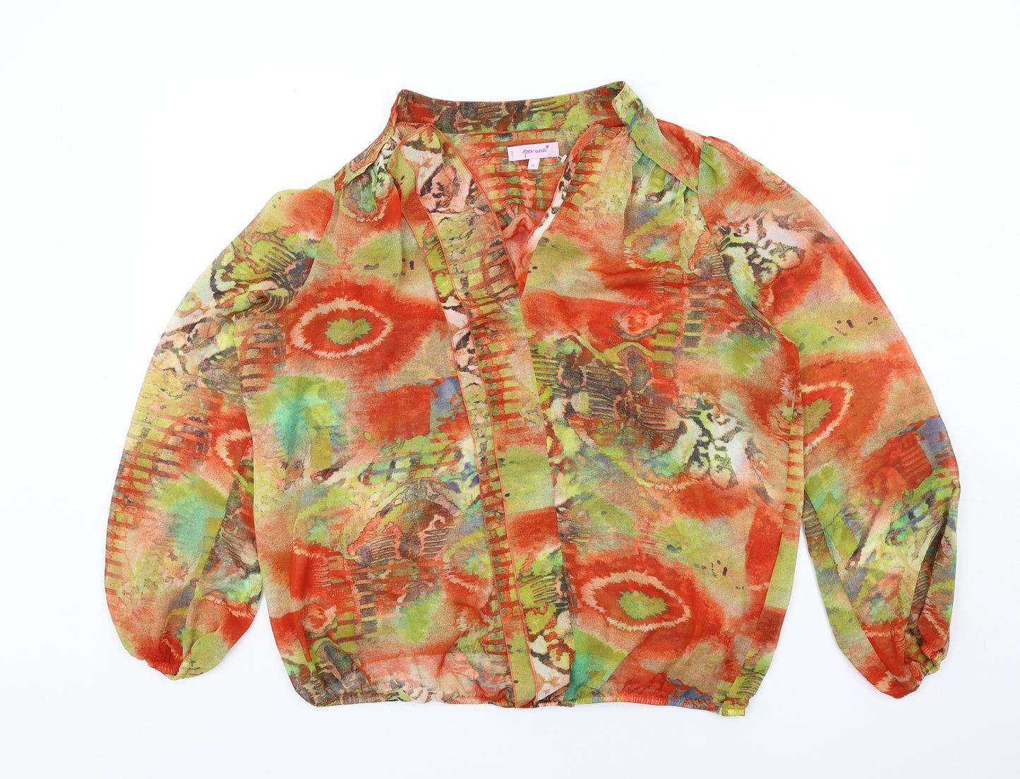 Per Una Womens Multicoloured Geometric Polyester Basic Blouse Size 18 Collared