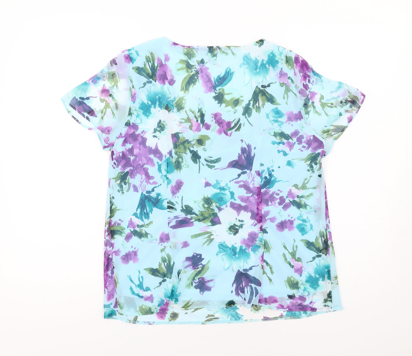 Bonmarché Womens Multicoloured Floral Polyester Basic Blouse Size 14 Square Neck
