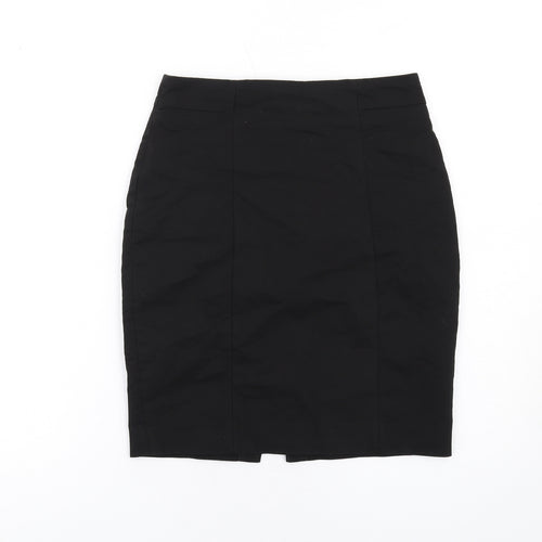 H&M Womens Black Cotton Straight & Pencil Skirt Size 8 Zip