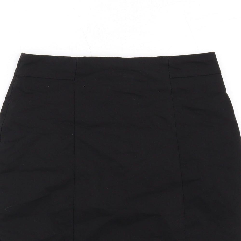 H&M Womens Black Cotton Straight & Pencil Skirt Size 8 Zip