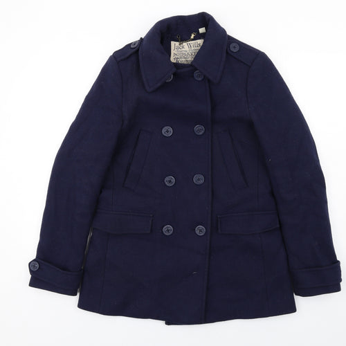 Jack Wills Womens Blue Pea Coat Coat Size 12 Button