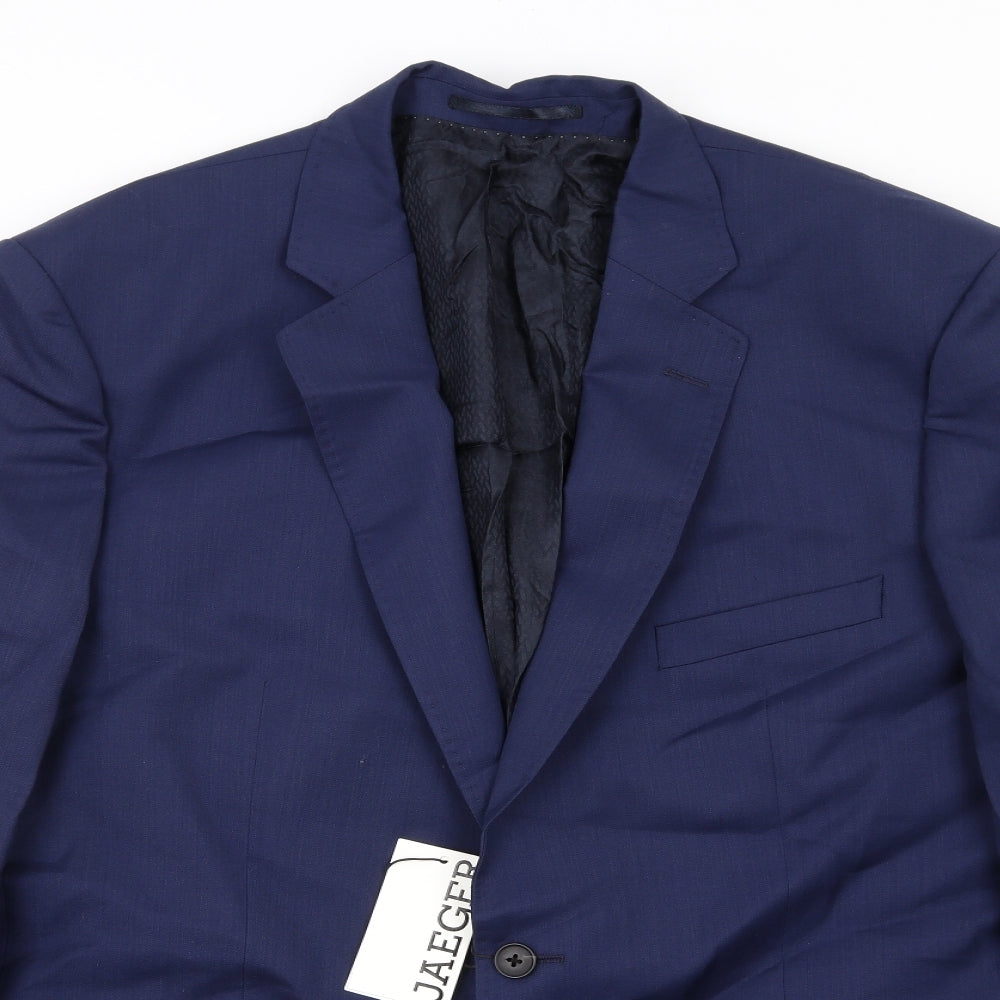 Jaeger Mens Blue Wool Jacket Suit Jacket Size 46 Regular