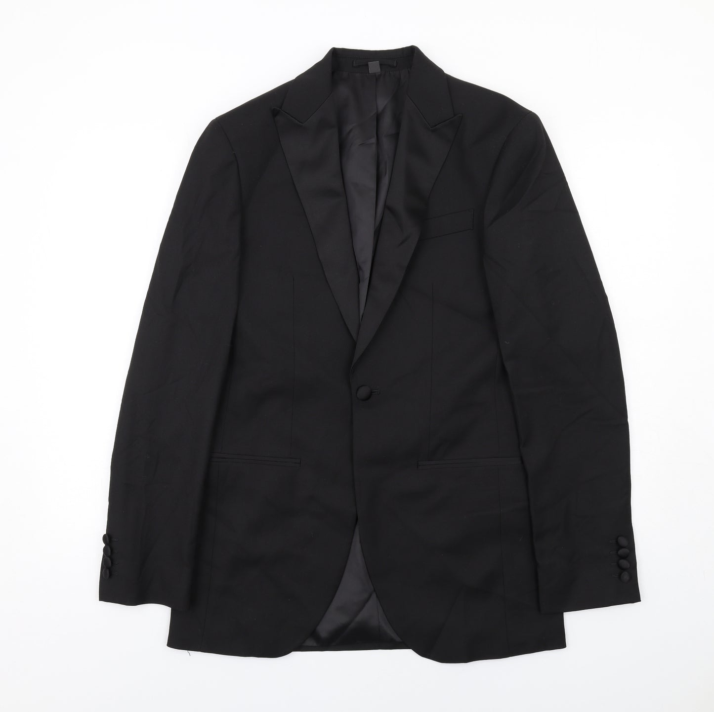 Marks and Spencer Mens Black Polyester Tuxedo Suit Jacket Size 36 Regular
