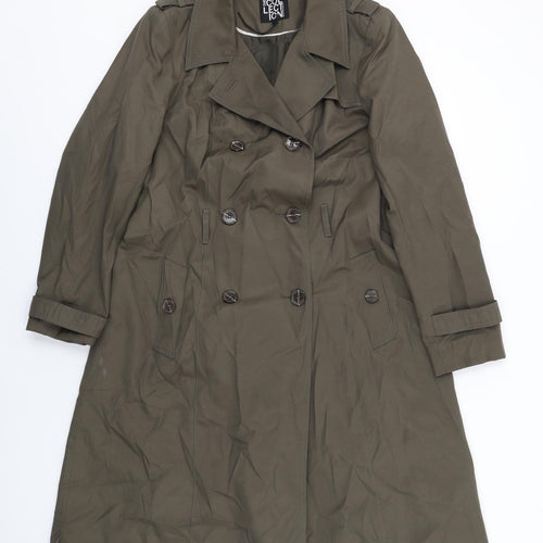 Debenhams Womens Green Overcoat Coat Size 14 Button