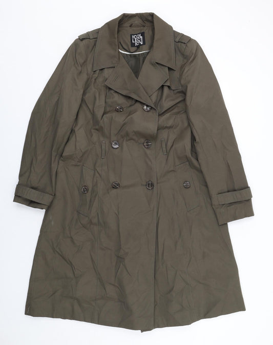 Debenhams Womens Green Overcoat Coat Size 14 Button