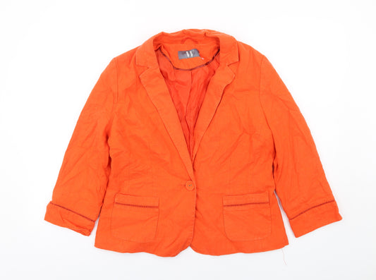 BHS Womens Orange Jacket Blazer Size 16 Button