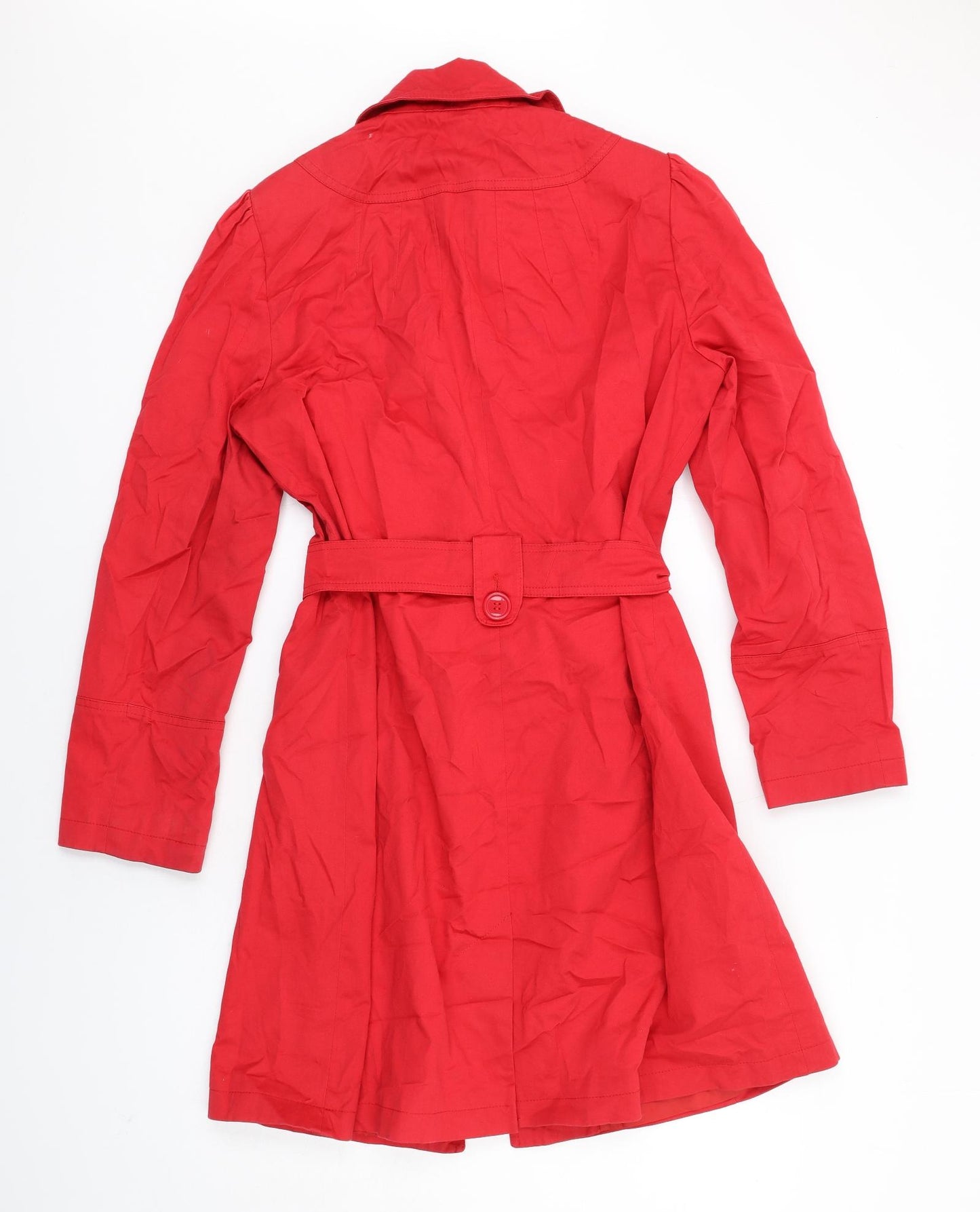Oasis Womens Red Trench Coat Coat Size 16 Button