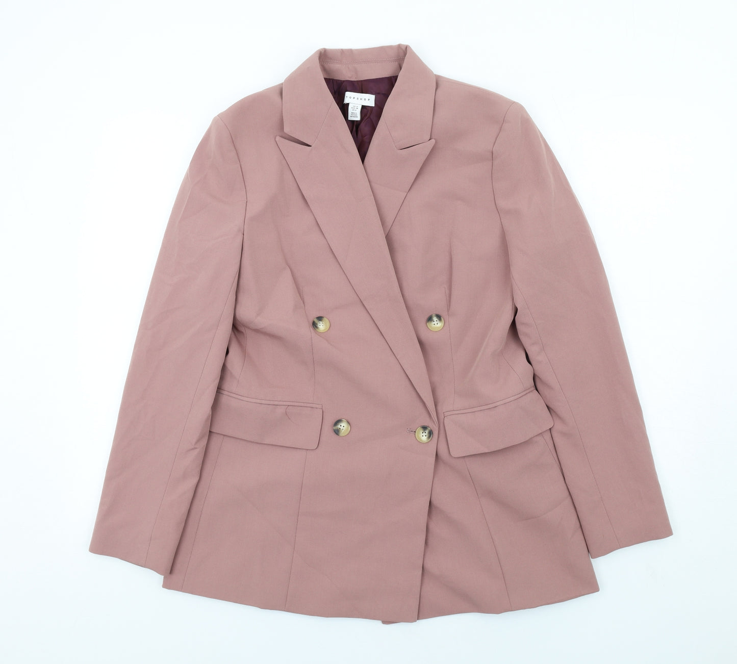 Topshop Womens Pink Polyester Jacket Blazer Size 10
