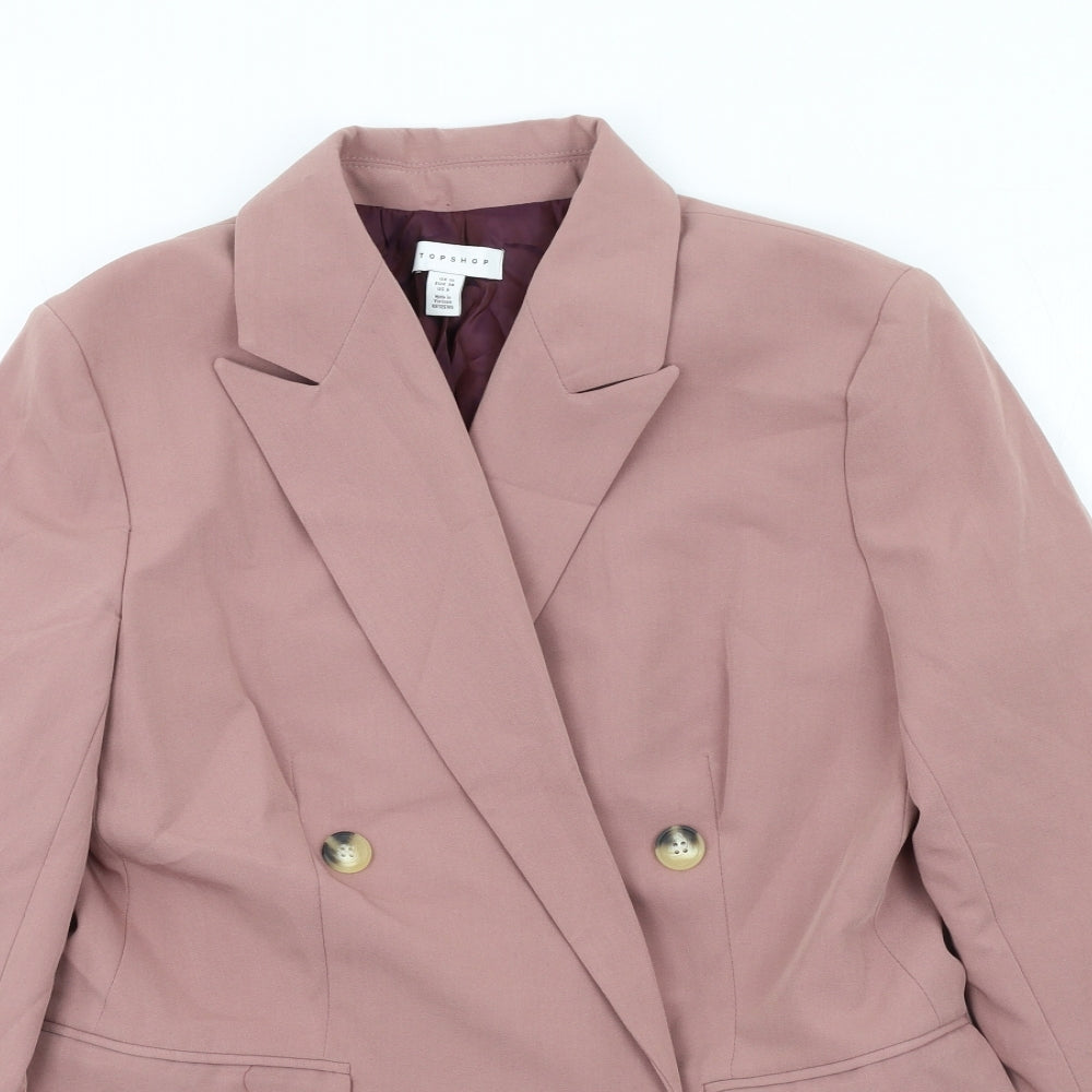 Topshop Womens Pink Polyester Jacket Blazer Size 10
