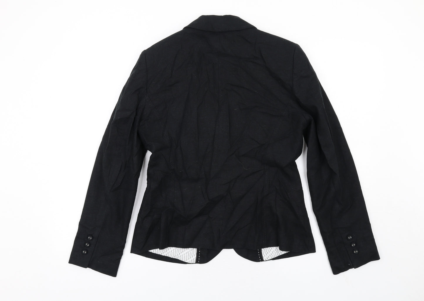 Marks and Spencer Womens Black Linen Jacket Blazer Size 14