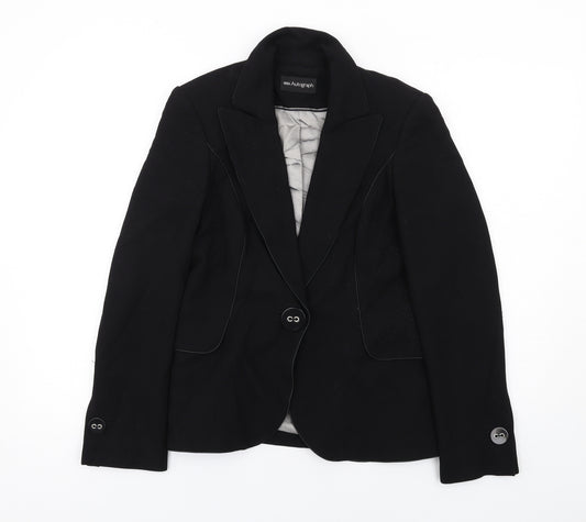 Autograph Womens Black Polyester Jacket Blazer Size 10