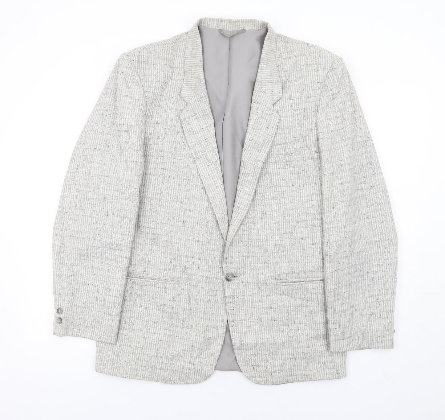 Zootz Mens Grey Striped Polyester Jacket Suit Jacket Size 38 Regular