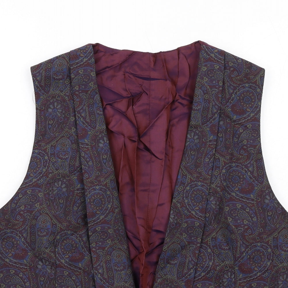 Marks and Spencer Mens Multicoloured Paisley Polyester Jacket Suit Waistcoat Size L Regular
