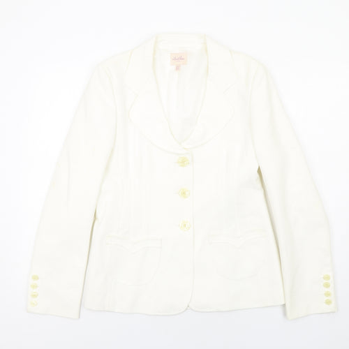 Whistles Womens Ivory Cotton Jacket Blazer Size 14