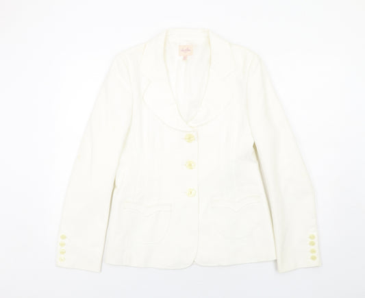 Whistles Womens Ivory Cotton Jacket Blazer Size 14