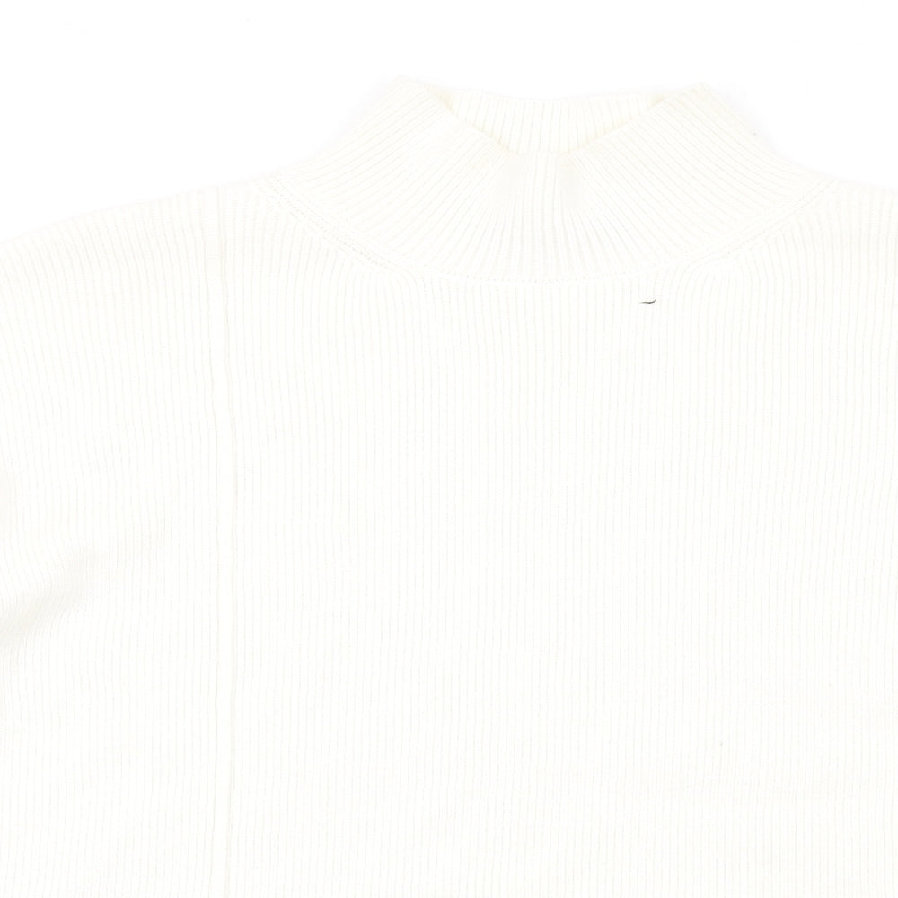 Marks and Spencer Womens Ivory High Neck Cotton Pullover Jumper Size L