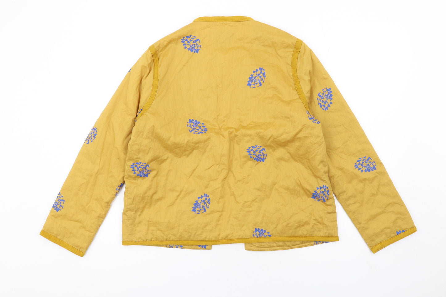 Galeries Lafayette Womens Yellow Floral Jacket Size 8