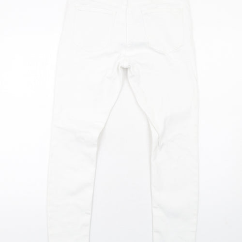 NEXT Womens White Cotton Straight Jeans Size 10 L28 in Regular Zip