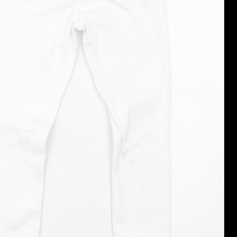 NEXT Womens White Cotton Straight Jeans Size 10 L28 in Regular Zip