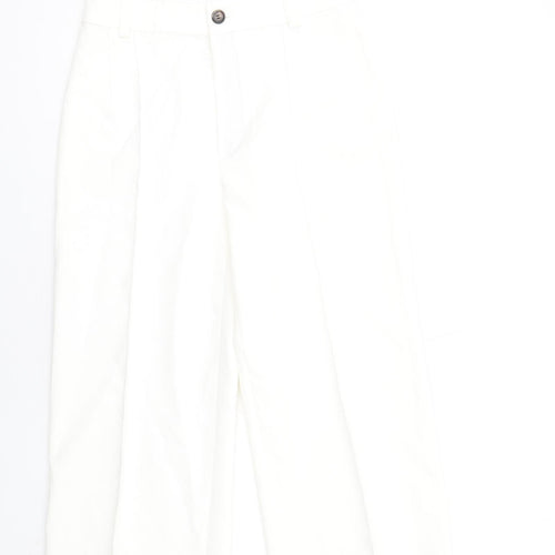 Zara Womens White Polyester Trousers Size M L26 in Regular Zip