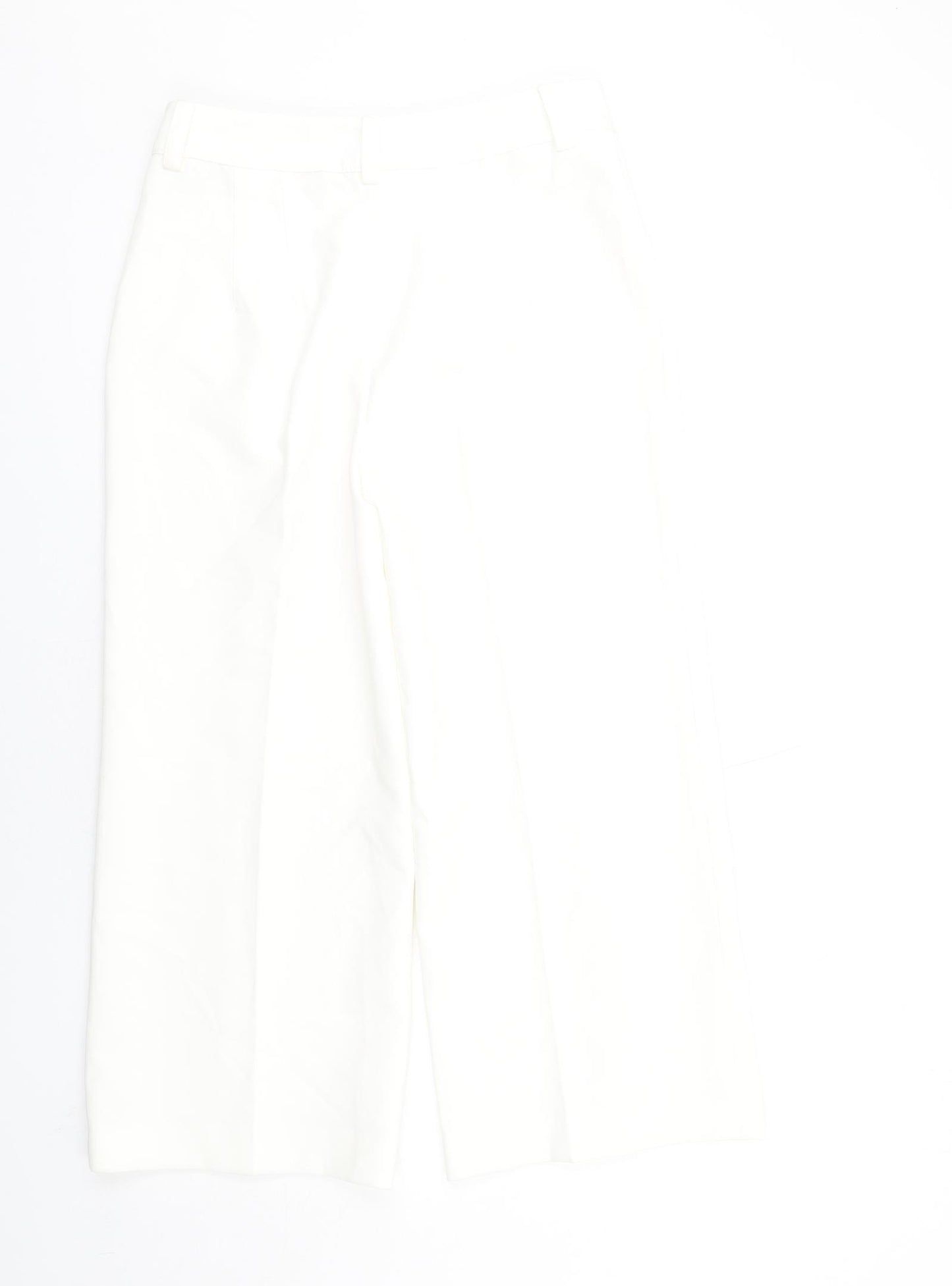 Zara Womens White Polyester Trousers Size M L26 in Regular Zip