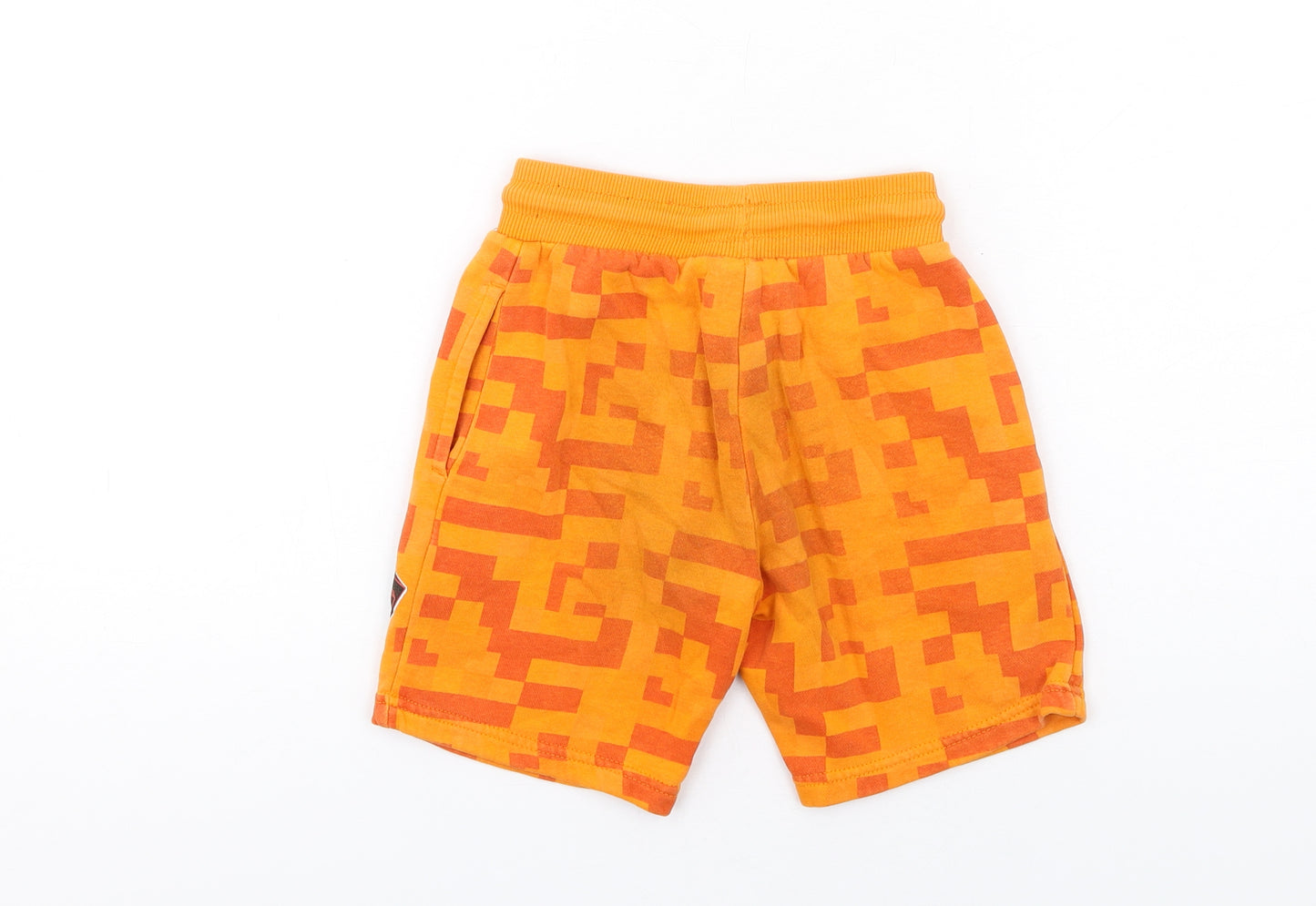 Minecraft Boys Orange Cotton Bermuda Shorts Size 6-7 Years Regular Drawstring