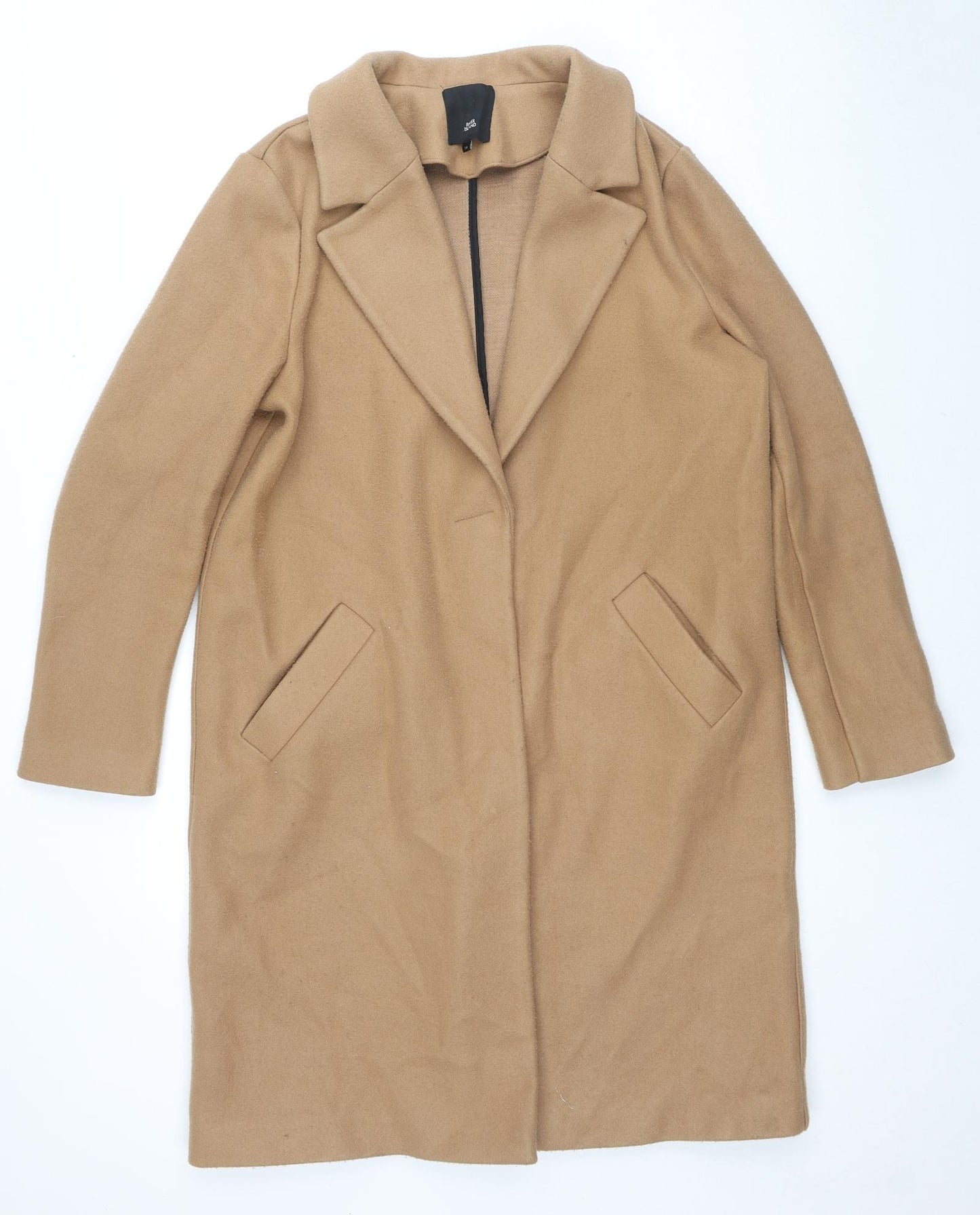 River Island Womens Beige Overcoat Coat Size 14 Button