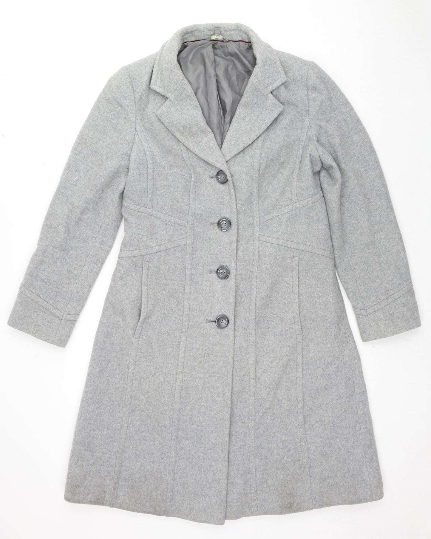 Marks and Spencer Womens Grey Overcoat Coat Size 10 Button