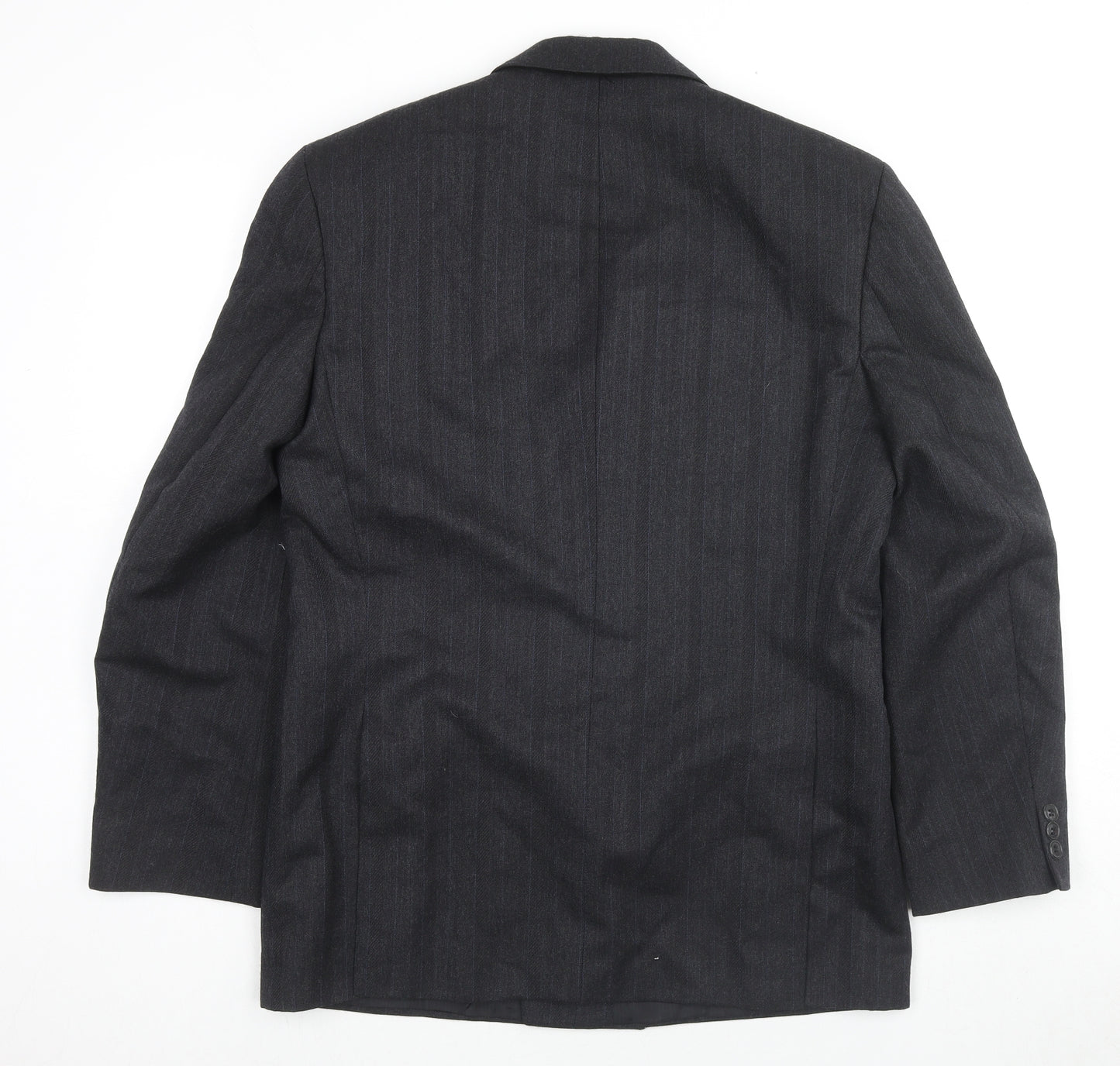 St Michael Mens Black Striped Polyester Jacket Suit Jacket Size 38 Regular