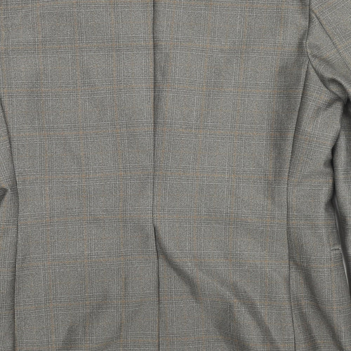 Terylene Mens Grey Check Polyester Jacket Suit Jacket Size 36 Regular