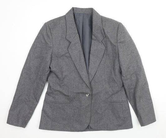 St Michael Womens Grey Wool Jacket Blazer Size 12