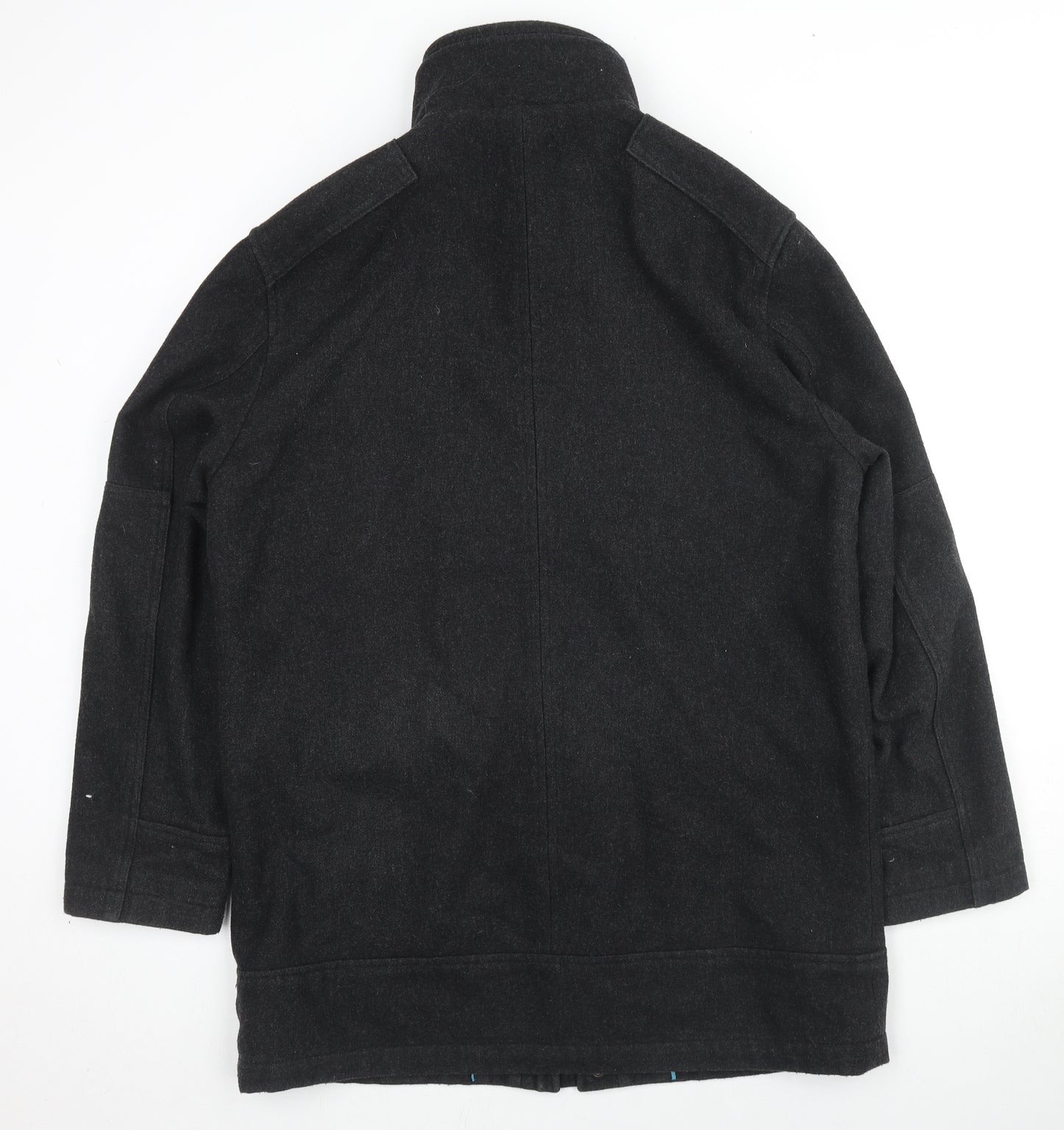 NEXT Mens Black Pea Coat Coat Size L Zip