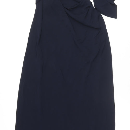 Zara Womens Blue Viscose Bodycon Size M One Shoulder Buckle