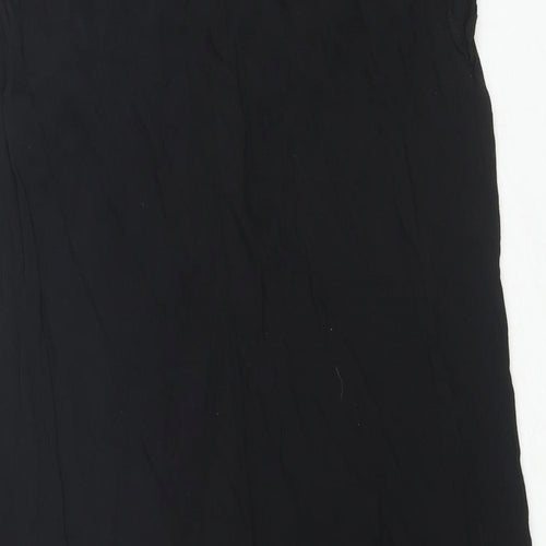 New Look Womens Black Viscose Shift Size 14 Round Neck Button - Lace Detail