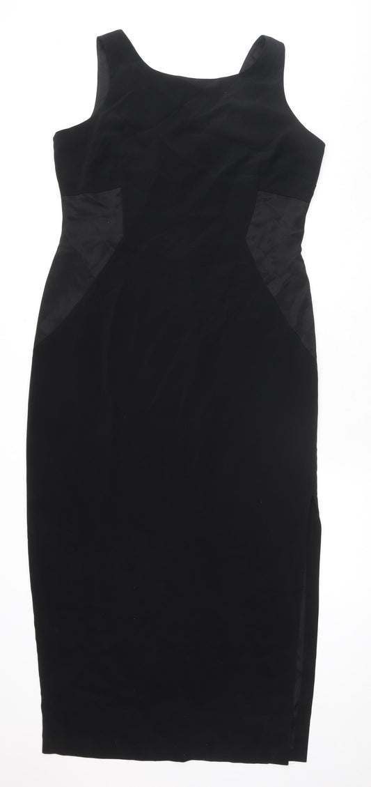 J. Taylor Womens Black Acetate Pencil Dress Size 16 Round Neck Zip - Panelled