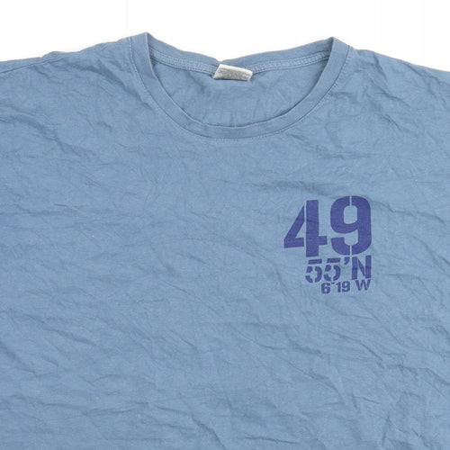 B&C Mens Blue Cotton T-Shirt Size 2XL Round Neck