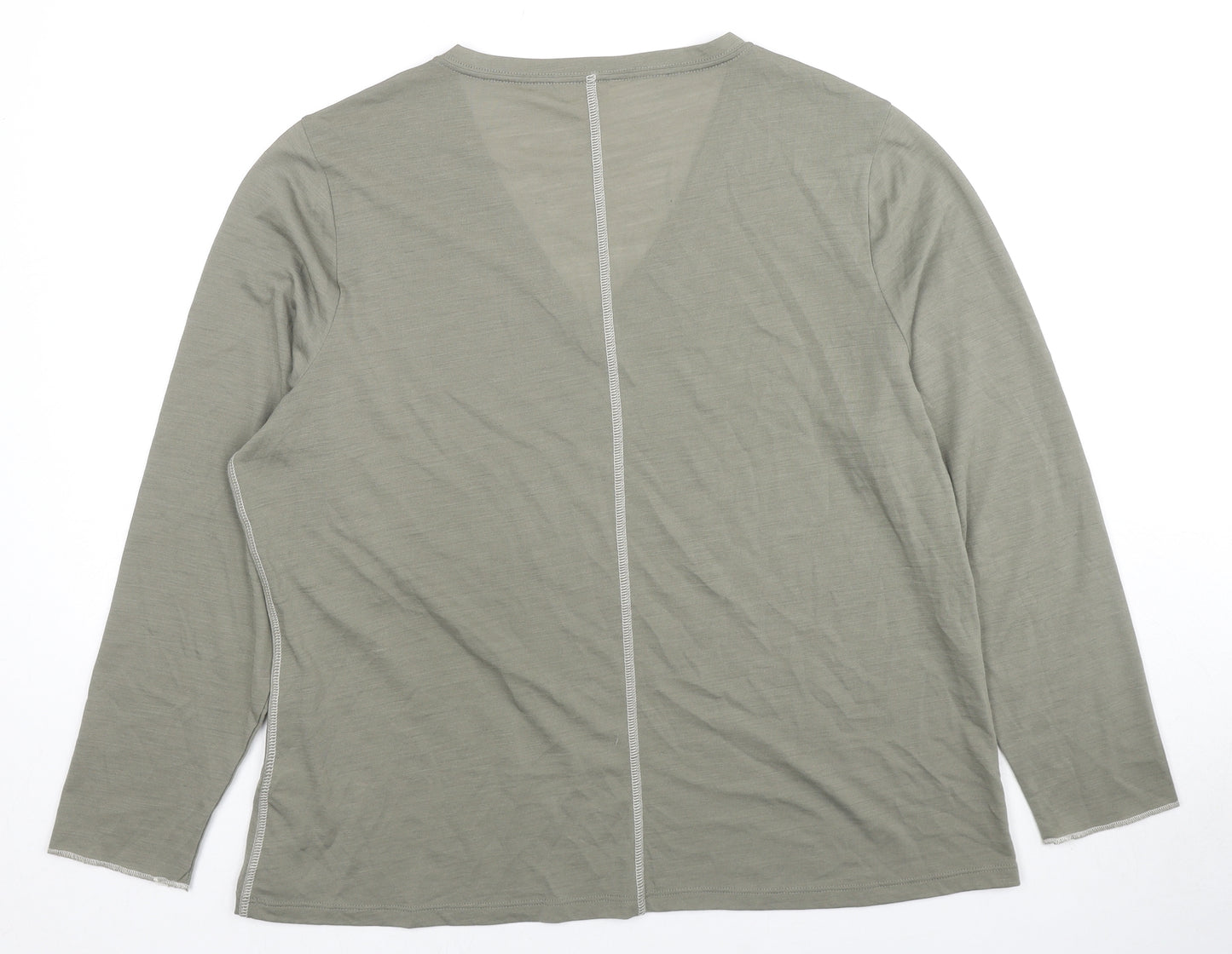 Per Una Womens Green Polyester Basic T-Shirt Size 20 V-Neck - Stitching Detail