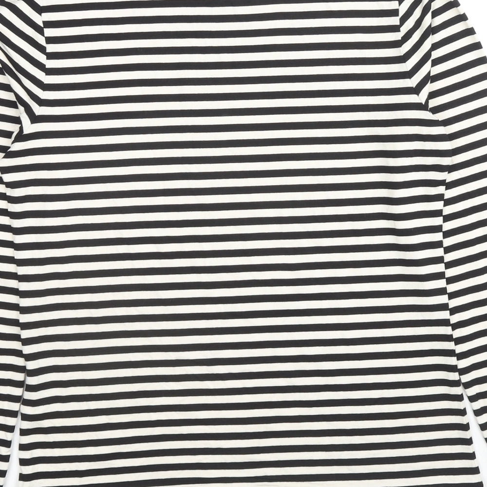 Nobody's Child Womens Multicoloured Striped Viscose Basic T-Shirt Size 12 Mock Neck