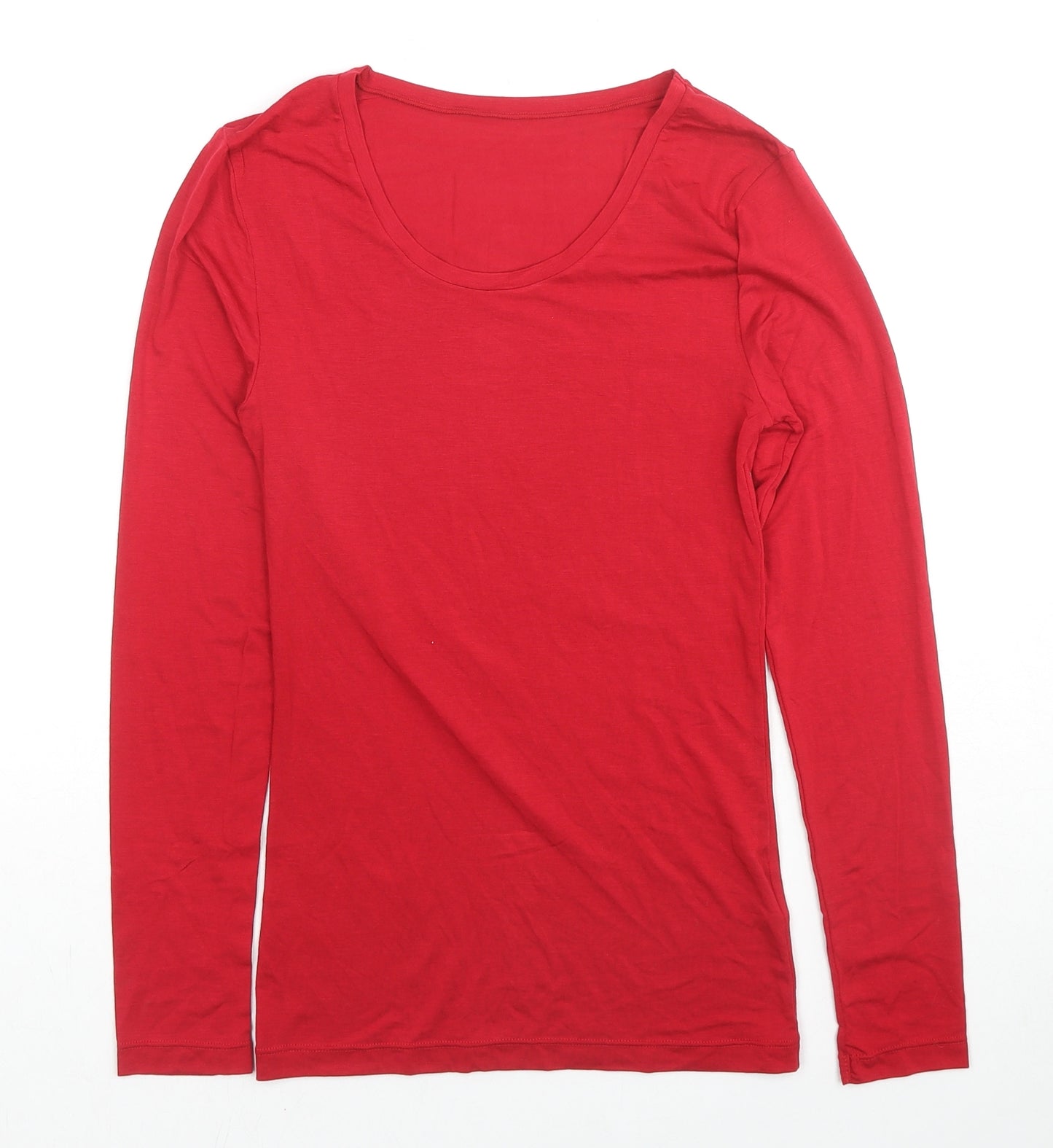 Marks and Spencer Womens Red Acrylic Basic T-Shirt Size 10 Round Neck