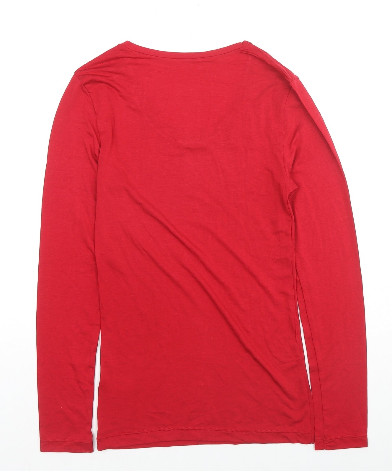 Marks and Spencer Womens Red Acrylic Basic T-Shirt Size 10 Round Neck